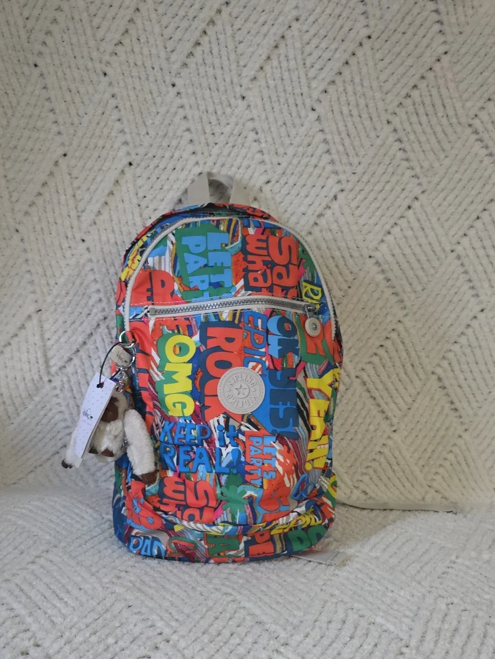 Kipling Kids Graphic Mini Backpack in Blue, Red, Yellow